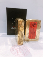 Bật lửa, hộp quẹt Zippo Armor vỏ dầy, khắc chìm chủ đề Long Phụng Giao Tranh, Hàng loại 1 vỏ bằng đồng có tem đỏ