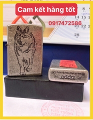 Bật Lửa Zippo SÓI GẤM LOẠI GIẢ CỔ, Vỏ bằng đồng, ruột thép không gỉ, Có Tem Đỏ