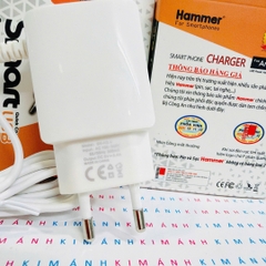 Sạc điện thoại Hammer 2.4A chân cắm Type C, có thêm cổng USB dự phòng, Kim Ánh bảo hành chính hãng, bao đổi trả
