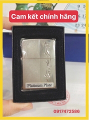 BẬT LỬA ZIPPO MỸ Platinum Plate- Mạ Bạch Kim, khắc ăn mòn hoa văn Ý, Hàng chính hãng