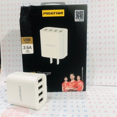 Củ sạc Pisen CYE-C09, 4 cổng USB công suất 18W, Hàng chính hãng nội địa có chứng nhận tiêu chuẩn 3C về an toàn sản phẩm