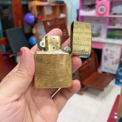Bật lửa, hộp quẹt Zippo Mỹ Brass Armor Brass Wave làn sóng 2 mặt, Hàng chính hãng