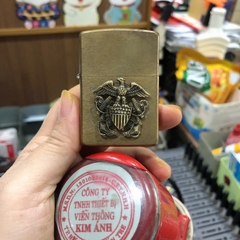 Miếng dán Eblem trang trí Zippo chủ đề U.S NaVy ( Hải Quân), chất liệu đồng thau Solid Brass, hàng chuẩn zin Mỹ
