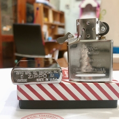 Bật lửa Zippo Mỹ Vintage high polish chrome đầu bằng đít bằng, Box đỏ xưa, Hàng chính hãng