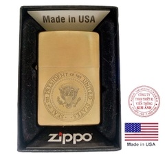 Bật lửa Zippo MỸ Brass, khắc ăn mòn chủ đề Quân Sự SEAL OF THE PRESIDENT STATES, Hàng chính hãng