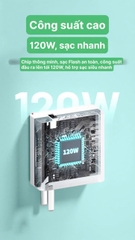 Bộ sạc nhanh 120W LI-TOP T12 3in1 (Type C, L, V8), đạt chứng nhận 3C tiêu chuẩn quốc gia, bảo hành 12 tháng