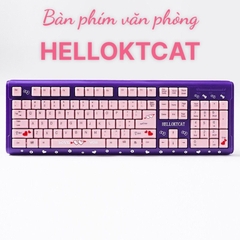 Bàn phím máy tính Kitty (HELLOKTCAT) chuôi cắm USB, bàn phím màu hồng tím cho cô nàng hiện đại, Bảo hành 12 tháng