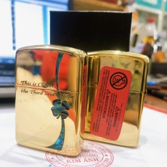 Bật lửa, hộp quẹt Zippo Armor vỏ dầy khắc ăn mòn cẩn xà cừ hình cỏ ba lá may mắn, Vỏ đồng có tem đỏ