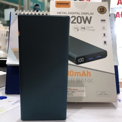 Sạc Dự Phòng Hammer (H20) vỏ nhôm 10.000 mAh, Sạc nhanh QC 3.0, PD 20w, màn hình LCD hiển thị pin - Hàng chính hãng