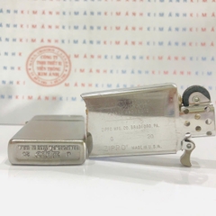 Bật lửa Zippo Slim Satin Chrome mộc đáy ngược, hàng chính hãng có giấy Hải quan gửi kèm đơn hàng