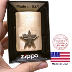 Eblem Zippo Mỹ chủ đề Đầu bò, Chuẩn Zin Đồng thau Solid Brass