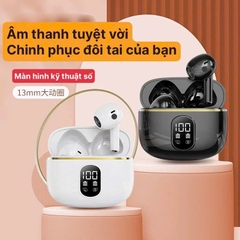 Tai nghe Bluetooth 5.3 TWS Stereo T02, cảm biến âm thanh,  Có màn hình kỹ thuật số, hộp sạc dữ trữ pin
