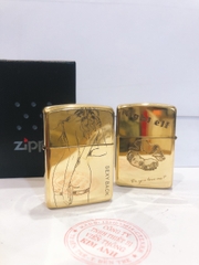 Bật lửa, hộp quẹt Zippo Armor vỏ dầy, khắc chìm mặt trước Cô Gái, mặt sau nụ hôn, Hàng loại 1 vỏ bằng đồng có em đỏ
