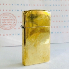 Bật lửa Zippo Slim Mỹ Brass trơn sản xuất 1989, Cam kết hàng chính hãng có giấy Hải quan gửi kèm theo đơn hàng