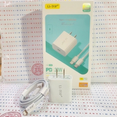 Bộ sạc LI-TOP AT08 chân IOS (L), sạc nhanh PD 20W có chứng nhận 3C tiêu chuẩn quốc gia, hàng chính hãng bảo hành 1 năm
