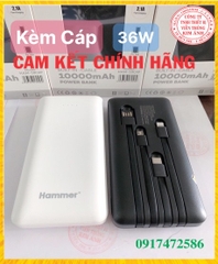 Sạc dự phòng Hammer H18 kèm 4 cáp, dung lượng 10.000mah-sạc nhanh 36W, chính hãng bảo hành 12 tháng