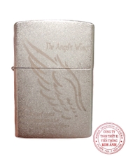 Bật lửa, hộp quẹt Zippo Cánh Thiên Thần Angels Wing Nhám Bạc Satin, hàng loại 1 có tem đỏ