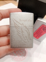 Bật lửa, hộp quẹt Zippo Cánh Thiên Thần Angels Wing Nhám Bạc Satin, hàng loại 1 có tem đỏ