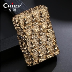 Bật lửa CHIEF chủ đề Phật ( màu vàng), hàng sưu tầm mẫu mã đẹp thích hợp trưng bày hoặc làm quà tặng