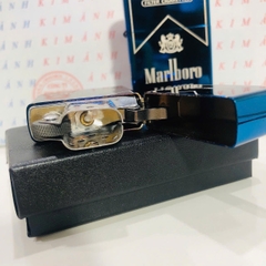 Hộp quẹt, bật lửa ZIPPO chủ đề Marlboro màu xanh, Kim Ánh nhập hàng cao cấp vỏ bằng đồng có dán tem đỏ