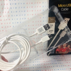 Dây sạc nhanh Pisen chân cắm Micro, dòng điện 2A, dây dài 3 mét - Hàng chính hãng nội địa bảo hành 12 tháng
