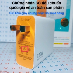 Bộ sạc nhanh 120W LI-TOP T12 3in1 (Type C, L, V8), đạt chứng nhận 3C tiêu chuẩn quốc gia, bảo hành 12 tháng