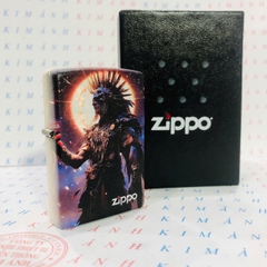 Bật lửa, hộp quẹt Zippo Mỹ, Brass phủ sơn chủ đề Thổ Dân 2, hàng chính hãng có giấy Hải Quan đi kèm