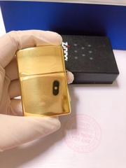 Bật lửa Zippo Mỹ high polish brass Mã 254, Khắc ăn mòn Logo Quân Sự, Hàng chính hãng