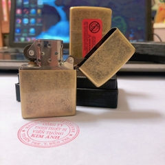 la mã- Quẹt Zippo giả cổ khắc chìm mẫu 555 STATE EXPRESS mộc đáy la mã , vỏ đồng ruột thép không gỉ