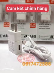 Bộ sạc BYZ A8S, dòng điện 2.1A, chuôi V8/ Micro Bảo hành 12 tháng