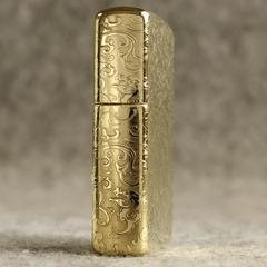 Hột quẹt, bật lửa Zippo MỸ Brass mã 204B khắc ăn mòn 5 mặt Phật Như Lai, Hàng chính hãng