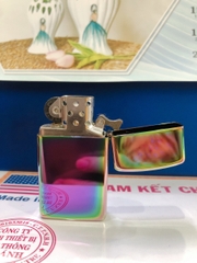 Bật lửa Zippo Mỹ Slim high polish chrome mã 20493ZL Màu Tím Titan, Mộc ngược, Hàng chính hãng