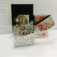 Bật lửa, hộp quẹt ZIPPO chủ đề Hoa Văn Bạc, Kim Ánh nhập hàng cao cấp loại 1 vỏ bằng đồng có dán tem đỏ