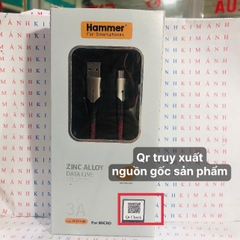 V8- Dây sạc nhanh 3A Hiệu Hammer ( H-C11-M ), Chân Micro/ V8, Có đèn báo, Hàng Chính Hãng bảo hành 12 tháng