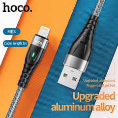 Dây sạc nhanh 3A báo đèn Hoco ME3 chân L cho dùng thử 30 ngày, bảo hành chính hãng 12 tháng