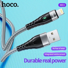 Dây sạc nhanh 3A báo đèn Hoco ME3 chân L cho dùng thử 30 ngày, bảo hành chính hãng 12 tháng