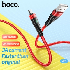 Dây sạc nhanh 3A báo đèn Hoco ME3 chân Micro cho dùng thử 30 ngày, bảo hành chính hãng 12 tháng