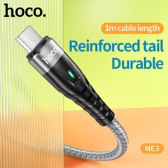 Dây sạc nhanh 3A báo đèn Hoco ME3 chân Micro cho dùng thử 30 ngày, bảo hành chính hãng 12 tháng