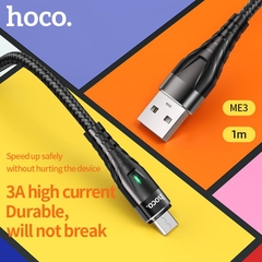 Dây sạc nhanh 3A báo đèn Hoco ME3 chân Micro cho dùng thử 30 ngày, bảo hành chính hãng 12 tháng