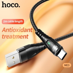 Dây sạc nhanh 3A báo đèn Hoco ME3 chân Type C, cho dùng thử 30 ngày, bảo hành chính hãng 12 tháng