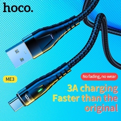Dây sạc nhanh 3A báo đèn Hoco ME3 chân Type C, cho dùng thử 30 ngày, bảo hành chính hãng 12 tháng