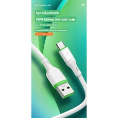 Dây sạc nhanh LI-TOP LX11 chân Type C (Túi) công suất 66W, Kim Ánh cho dùng thử 30 ngày, bảo hành 12 tháng