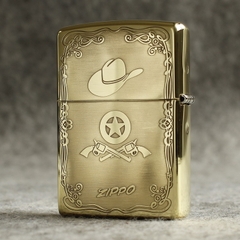 Hộp quẹt Zippo MỸ Brass mã 204B khắc ăn mòn đổ sơn full nắp mẫu COWGIRL ( Cô gái cao bồi) , Hàng chính hãng