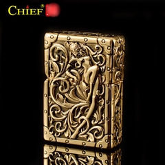 Hộp quẹt, bật lửa Chief đồng nguyên chất chủ đề Bạch Cốt Tinh, hàng cao cấp vỏ bằng đồng
