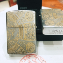 Bật lửa Zippo Satin khắc ăn mòn 4 mặt Thần Chết, Vỏ bằng đồng có tem đỏ