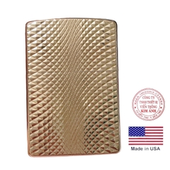 Bật lửa Zippo MỸ mạ bạch kim gõ búa 2 mặt chạm bàng mũi kim cương, Hàng chính hãng