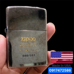 Bật lửa Zippo Mỹ chrome đen bóng, Khắc ăn mòn chủ đề Zippo MFG, Bản giới hạn Limited, Hàng chính hãng