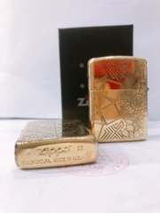 Bật lửa, hộp quẹt Zippo Armor vỏ dầy, khắc chìm chủ đề Đầu Mãnh Hổ hai mặt , Hàng loại 1 vỏ bằng đồng có tem đỏ