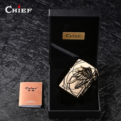 Bật lửa Chief đắp nổi chủ đề Nữ Chiến Binh màu vàng, Hàng loại 1 vỏ bằng đồng