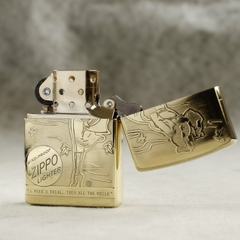 Hột quẹt Zippo MỸ Brass mã 204B khắc ăn mòn đổ sơn 5 mặt chủ đề Cô gái gió, Hàng chính hãng